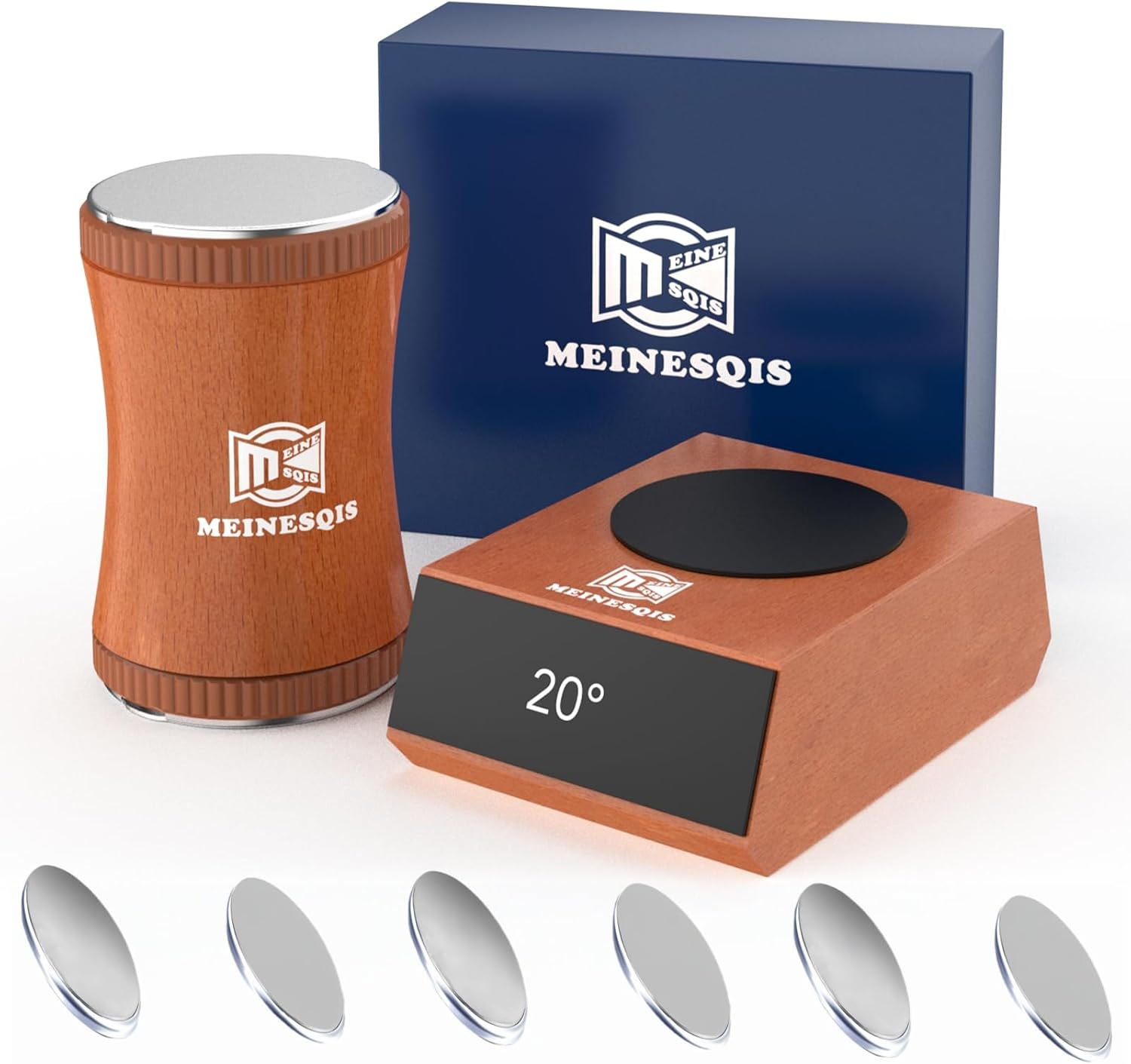 Showcases the full product set including the main device, base, and accessories to demonstrate the comprehensive nature of the offering. Displays the product alongside its branded packaging to…