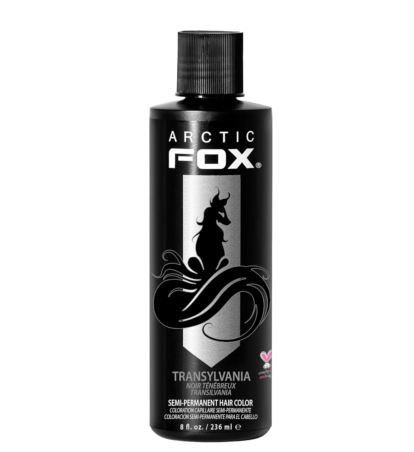 Showcases the product's sleek black bottle design and branding to attract customers looking for a premium hair color product.