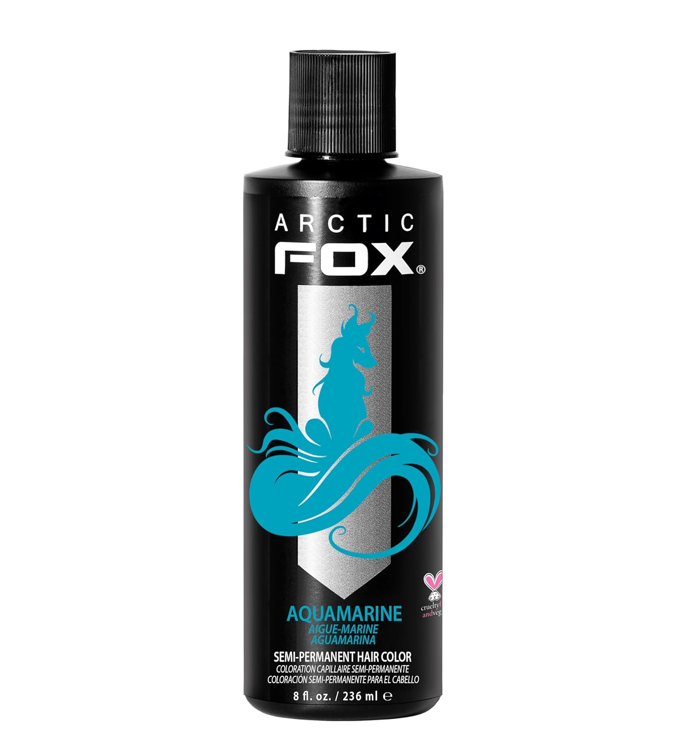 Showcases the product's packaging and branding to clearly identify it as a semi-permanent hair color in the shade Aquamarine.