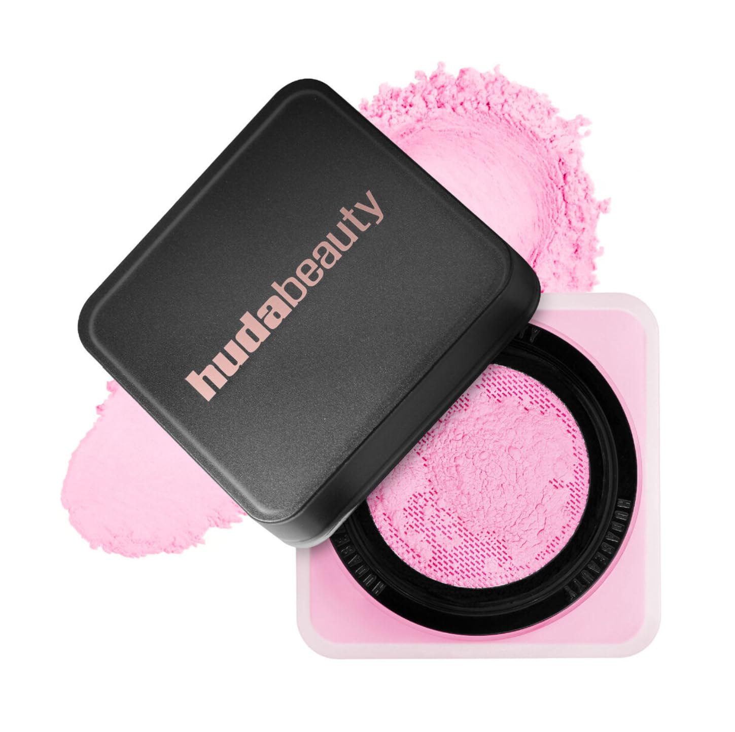 Showcases the product's pink color and powder texture to attract beauty enthusiasts.