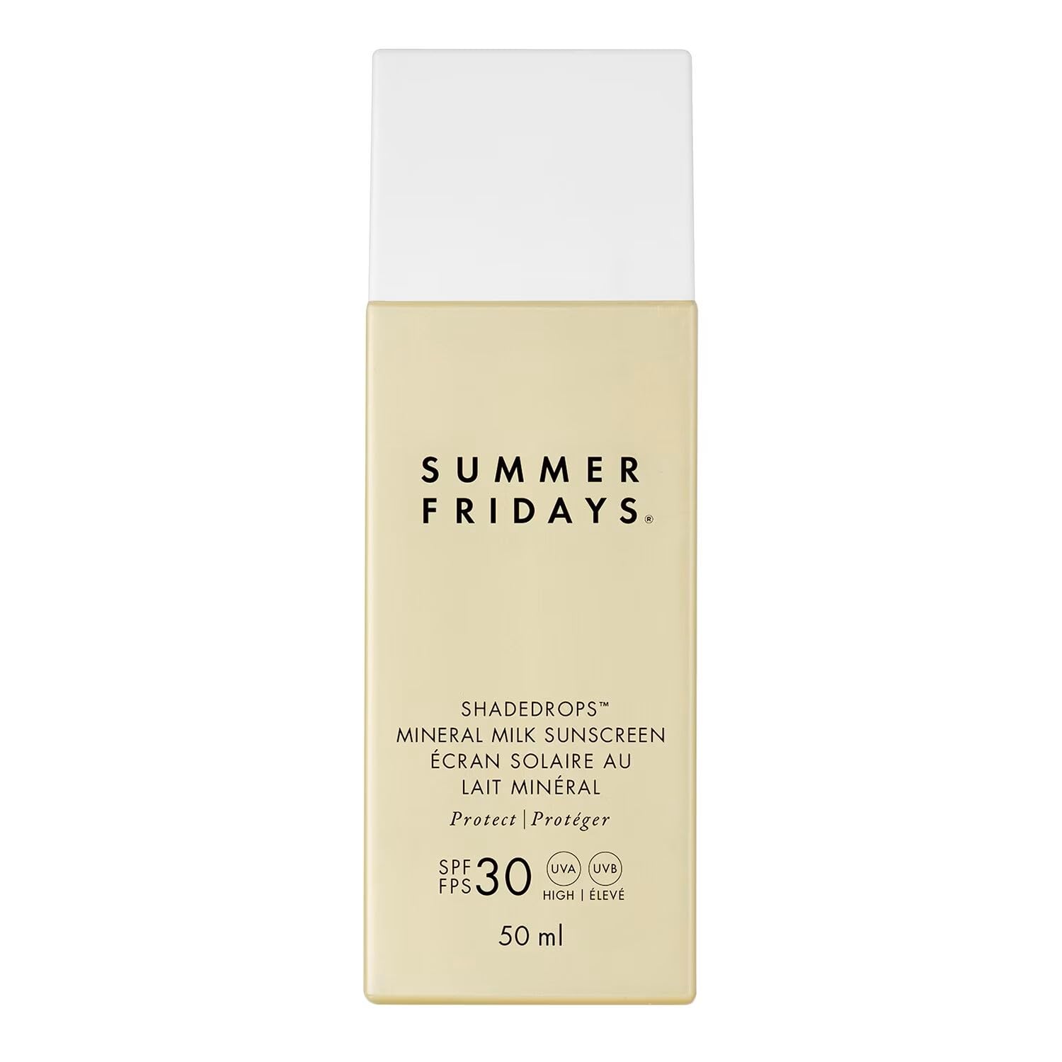 Clearly displays the product packaging to show the brand and type of sunscreen being sold.