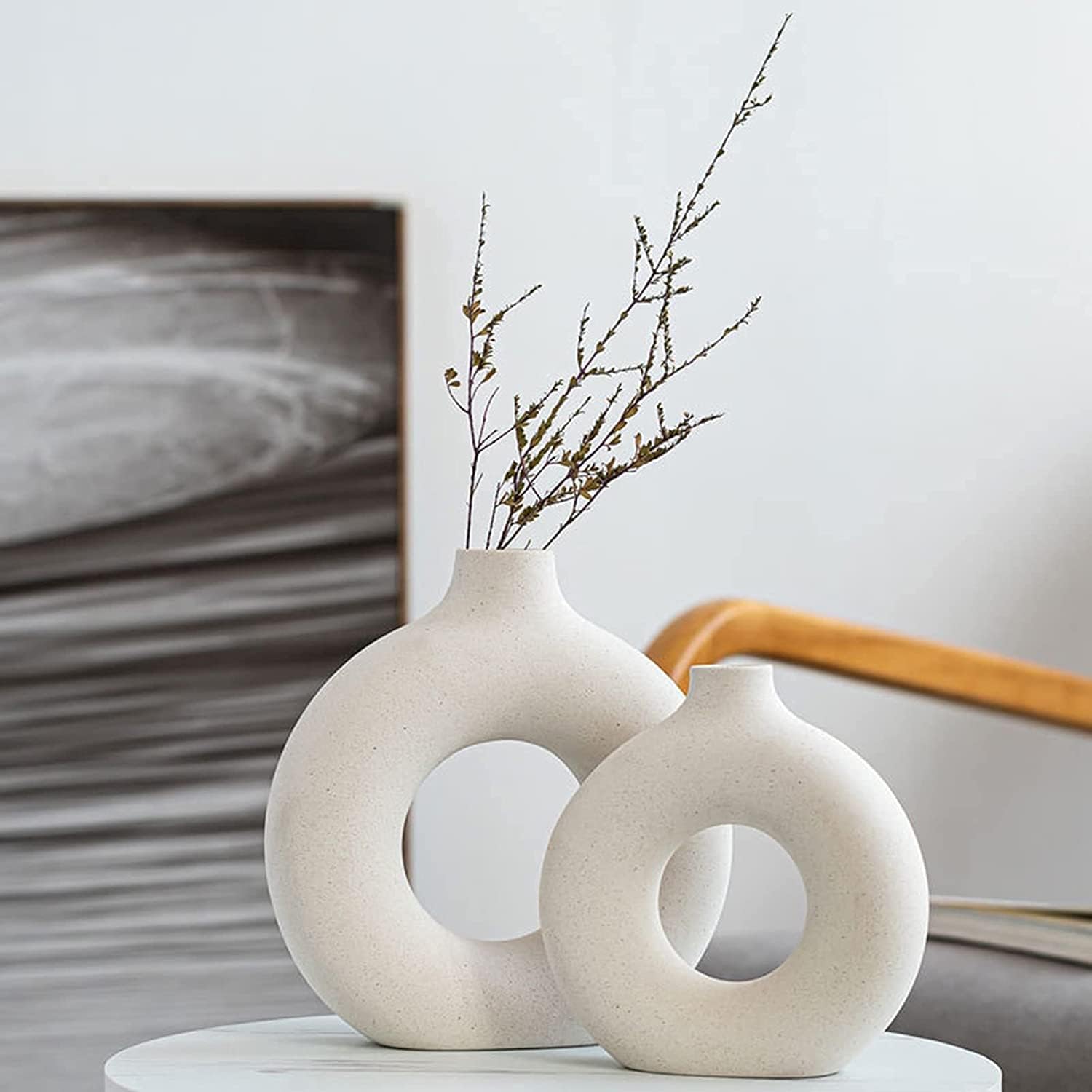 Showcases the product in a stylish home setting to demonstrate its aesthetic appeal and versatility as a decorative piece.