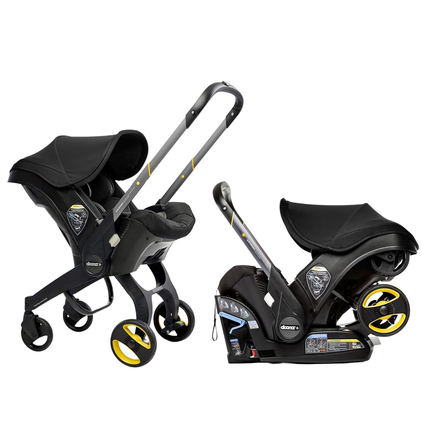 Showcases the product's versatility as both a car seat and stroller, highlighting its dual functionality for parents. Demonstrates the different components of the travel system, showing how the car…