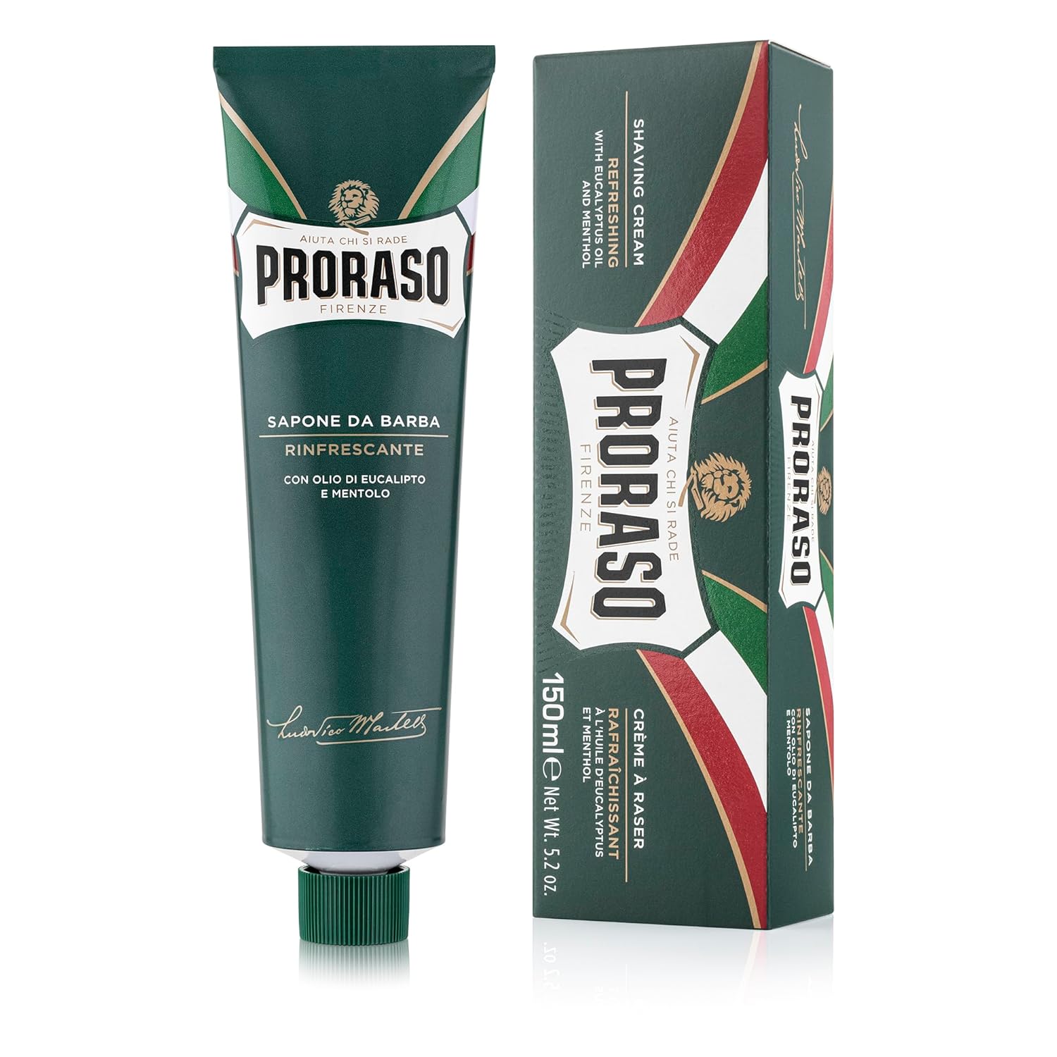 Shows the product tube alongside its retail box to communicate brand identity and product details.