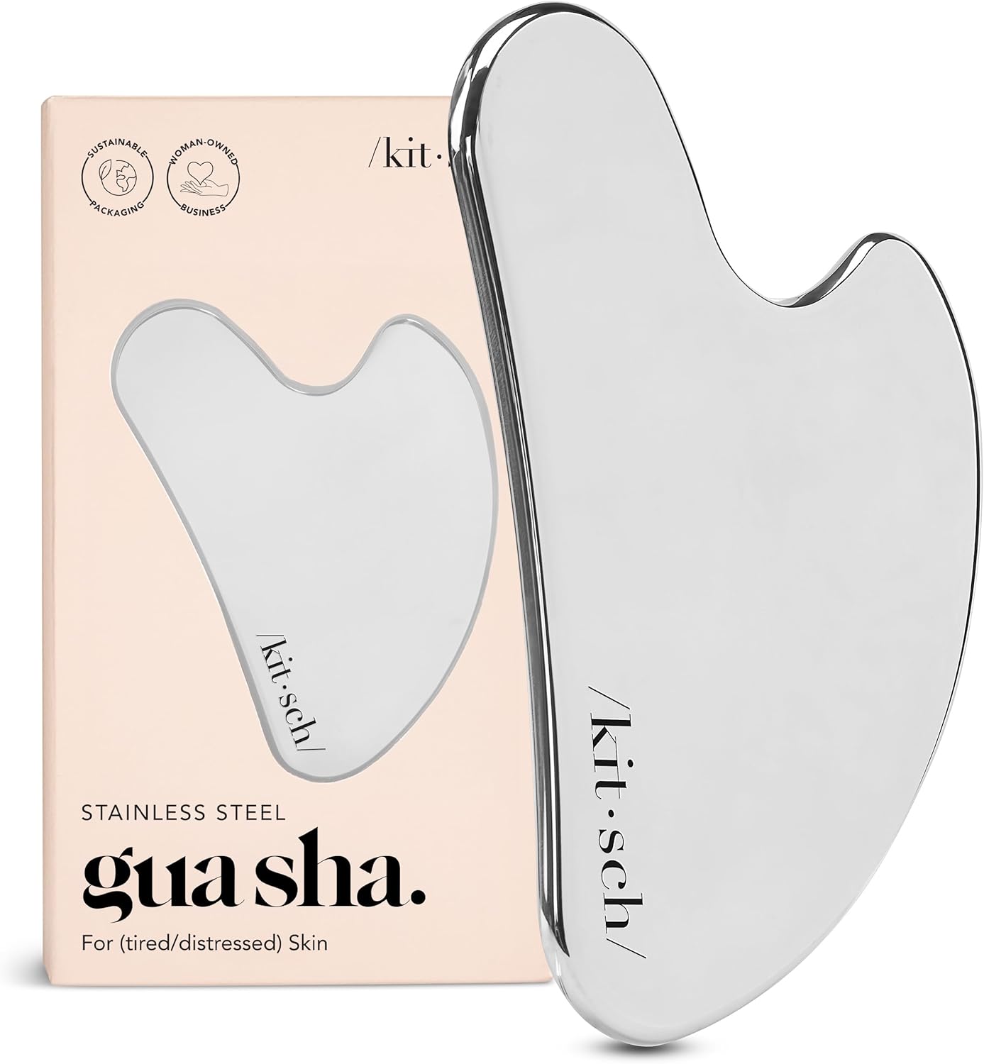 Showcases the product alongside its eco-friendly packaging to highlight sustainability and support for women-owned businesses. Displays the main product clearly to show its unique shape and…
