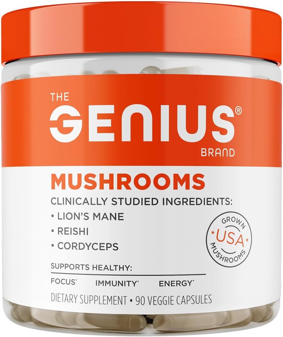 Shows the product container alongside the supplement capsules to highlight the brand and contents.