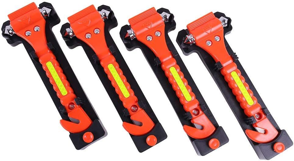 Shows the full set of safety hammers included in the purchase, highlighting the quantity and consistent design. Displays multiple identical safety hammers to indicate available color options or size…