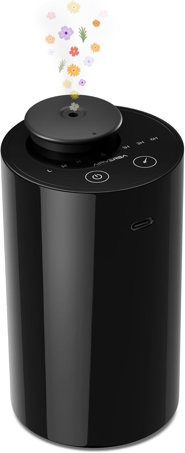 Communicates that the device is an aromatherapy diffuser by showing decorative flowers and botanical elements emanating from the top, helping shoppers visualize the fragrance diffusion function.