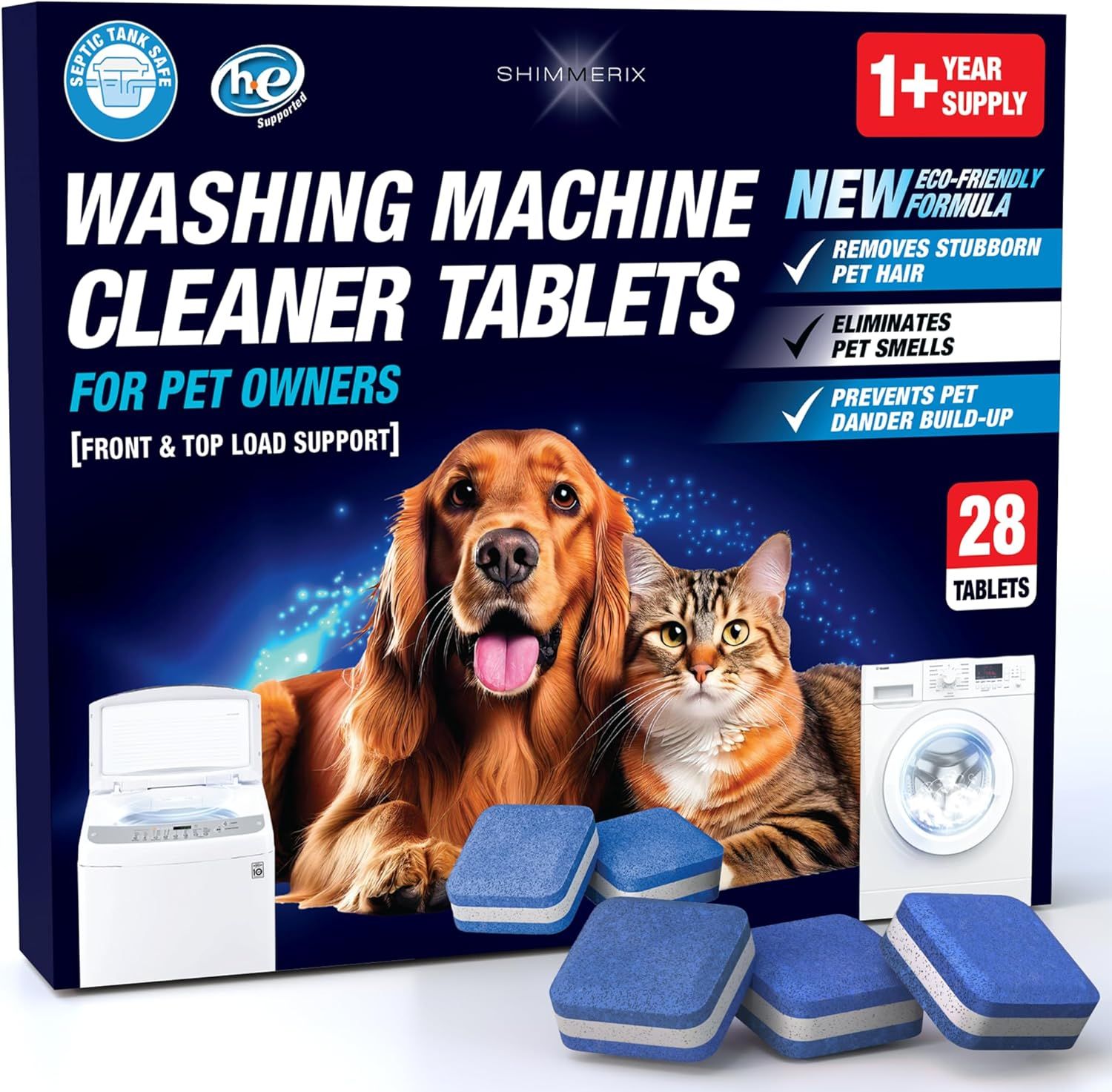Shows the product tablets alongside their branded retail box to communicate professionalism, brand identity, and what the customer will receive.