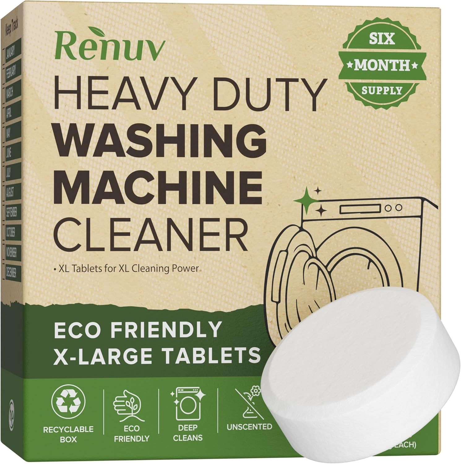 Shows the product packaging to communicate brand identity, eco-friendly features, and the six-month supply value proposition to reassure buyers of quality and sustainability.