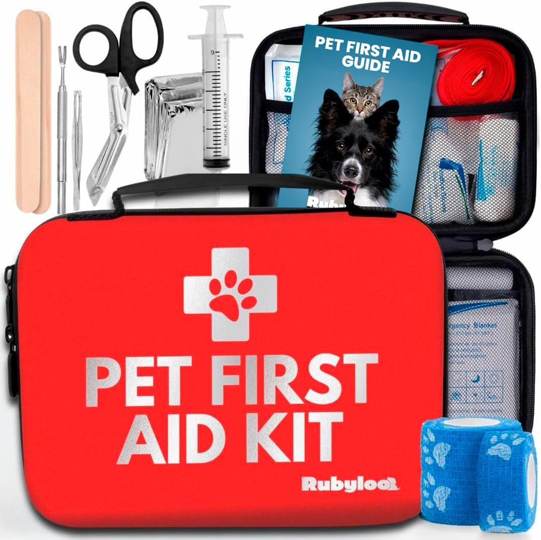 Shows buyers exactly what they will receive in the pet first aid kit, including all tools, supplies, and guide book to reassure them of the comprehensive value.