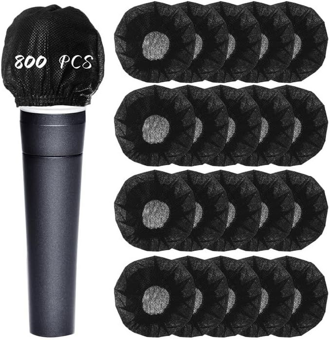 Shows the buyer exactly what is included in the purchase: one microphone cover and all 800 disposable sanitary covers, demonstrating the full value and quantity of the set.