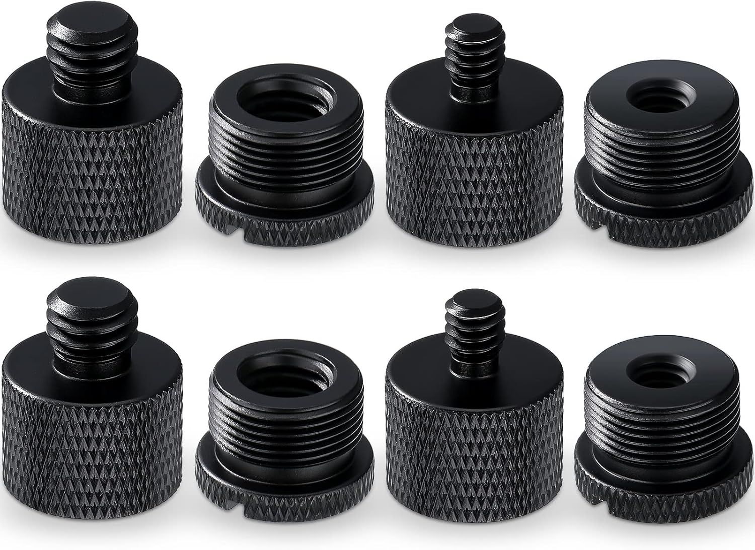 Displays the core product clearly on a white background to show the threaded adapter components and their knurled texture for easy gripping and installation.