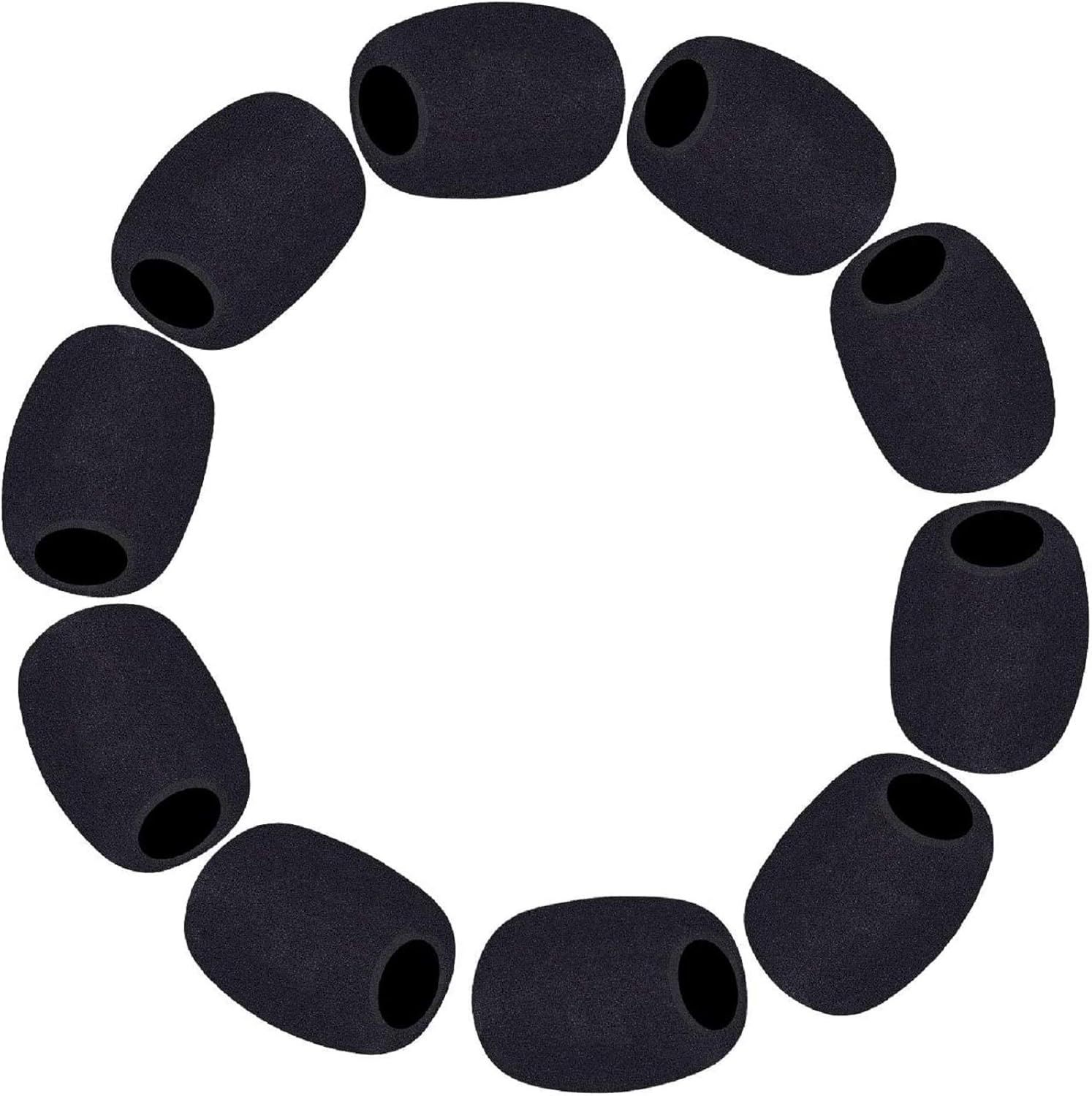 Shows buyers exactly what they will receive in the box by displaying all included foam windscreen covers arranged in a circular pattern.