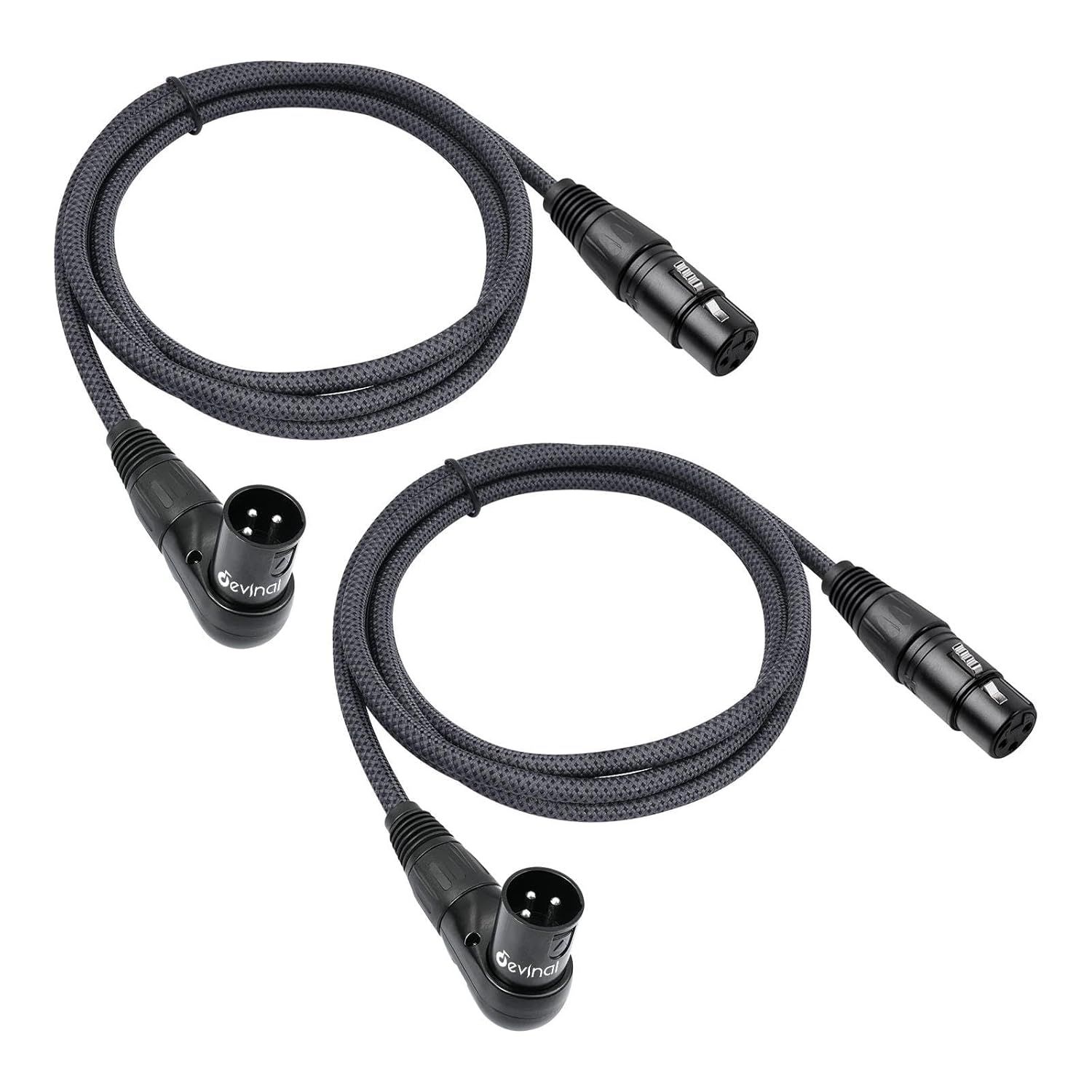 Displays two XLR audio cables with braided shielding clearly on a white background to help shoppers identify the core product being sold.