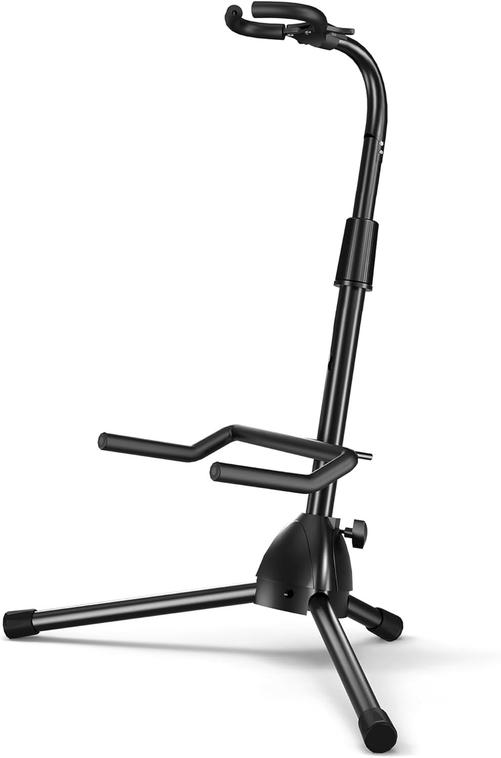 Displays the core product clearly on a white background to help shoppers identify the guitar stand and its key structural features including adjustable height and tripod base.