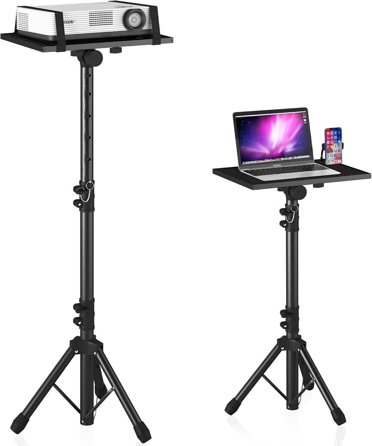 Shows the core product clearly on a white background to help shoppers identify the adjustable projector and laptop stand with tripod base.