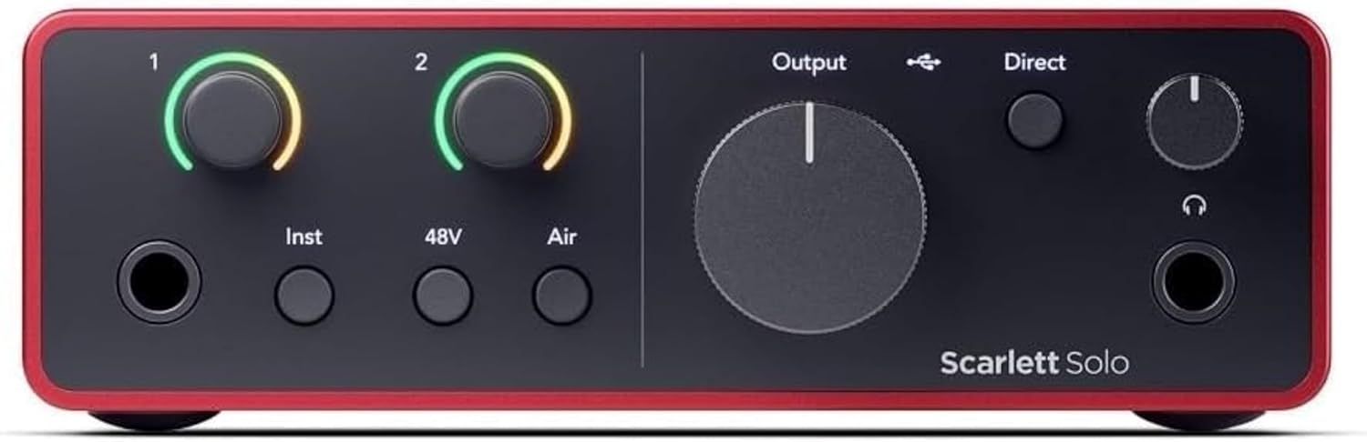 Shows the core product clearly against a white background to help shoppers quickly identify the Scarlett Solo audio interface being sold.