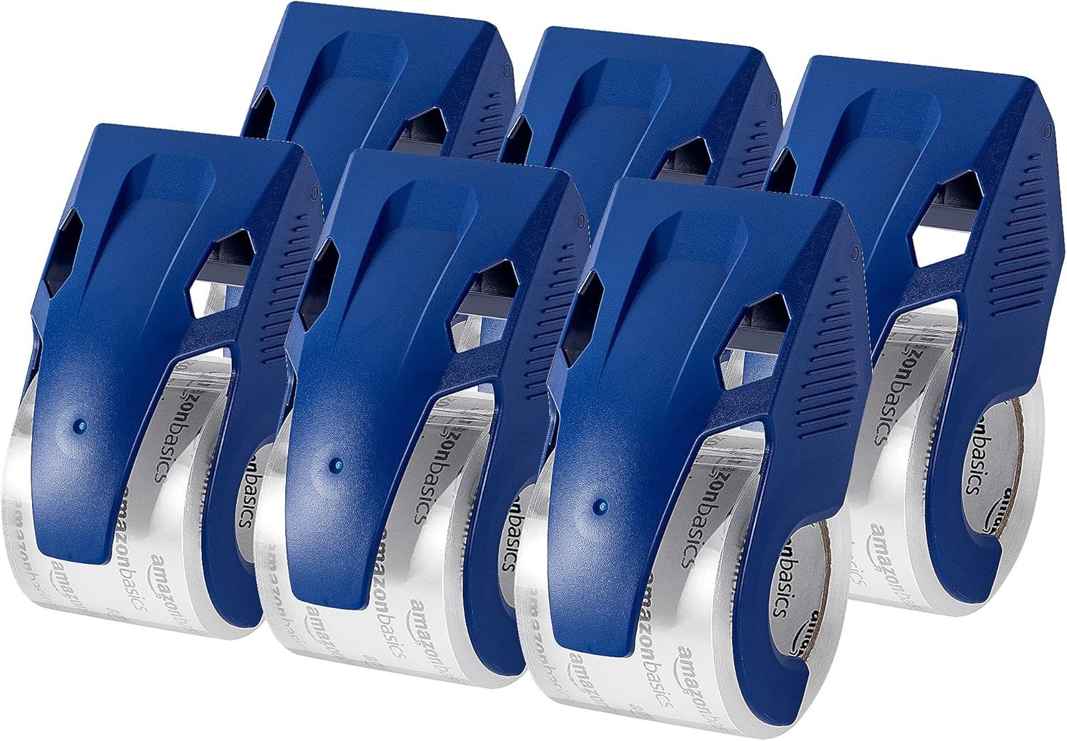 Shows the core product as a multi-pack of seven identical utility cutters with blue handles and retractable blades, clearly displaying what the buyer will receive.
