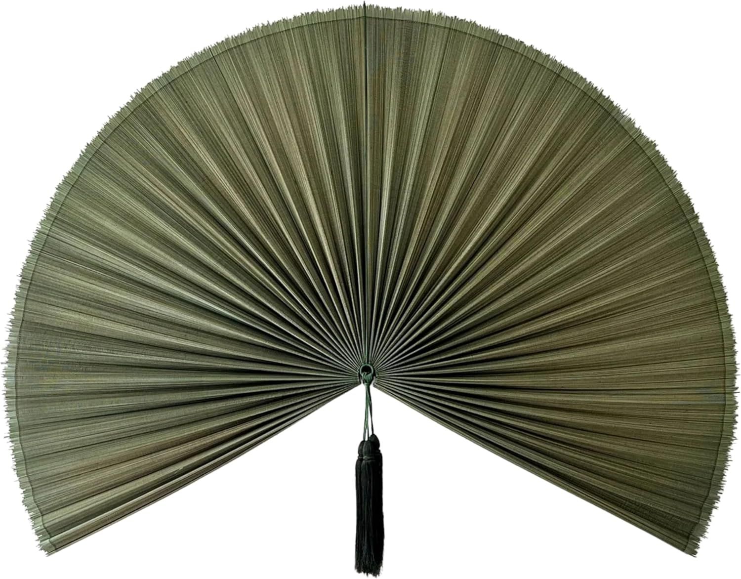 Displays the core product clearly on a white background to show its fan shape, natural woven texture, and decorative handle, helping shoppers understand what they are purchasing. Uses a clean white…