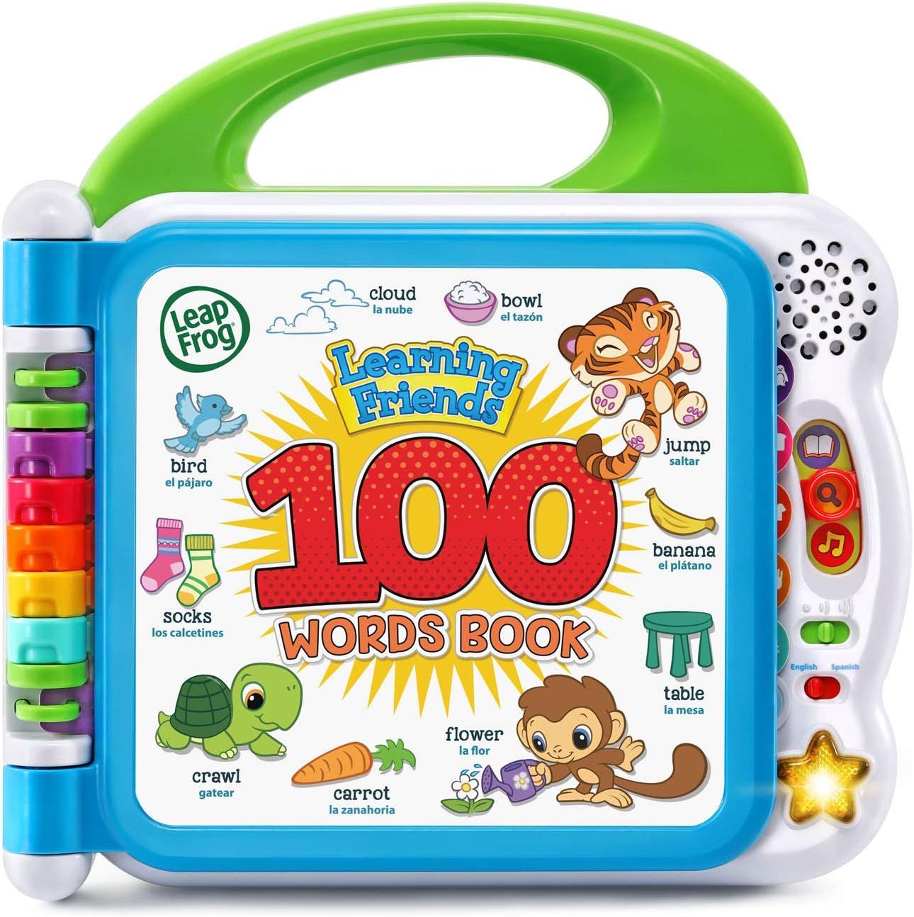 Shows the core LeapFrog Learning Friends 100 Words Book product clearly on a white background, allowing shoppers to see the toy's design, colorful interface, interactive buttons, and educational…