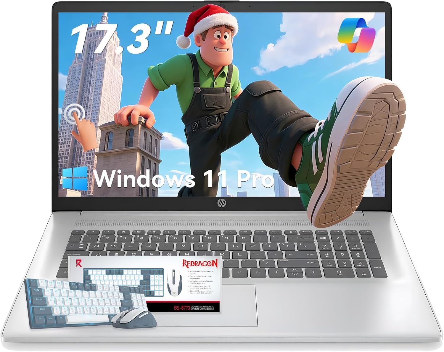 Shows the core sellable product, an HP laptop, with its screen size and operating system prominently displayed to communicate key specifications to potential buyers. Demonstrates that the laptop…