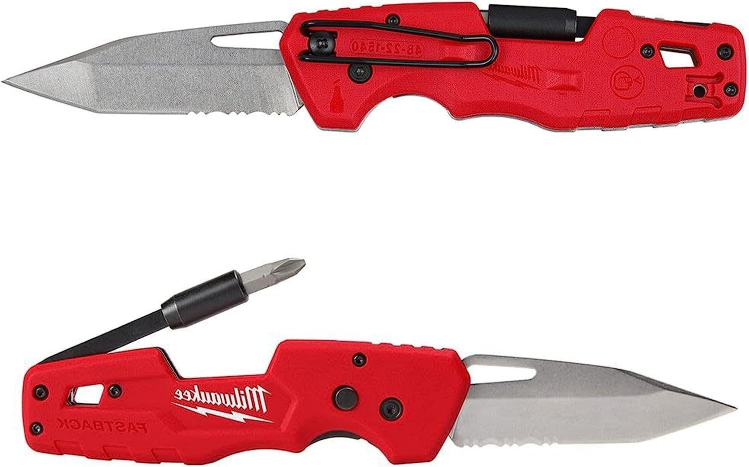 Displays the core product clearly from multiple angles to show the knife design, serrated blade, and built-in screwdriver functionality. Demonstrates the multi-tool functionality by showing the…