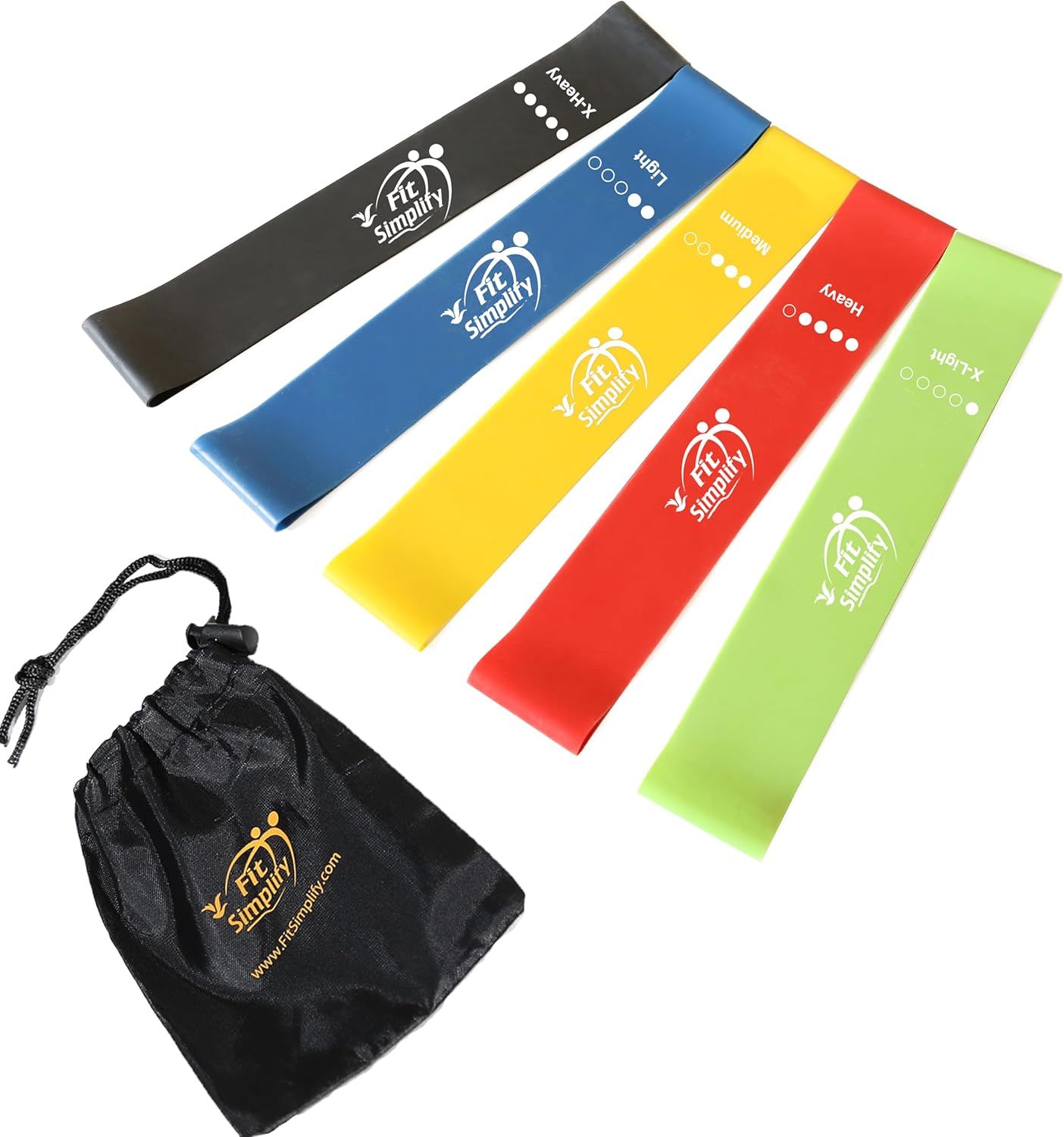 Shows the complete set of five color-coded resistance bands with varying resistance levels, allowing shoppers to see all included options and understand the progressive training system. Displays the…