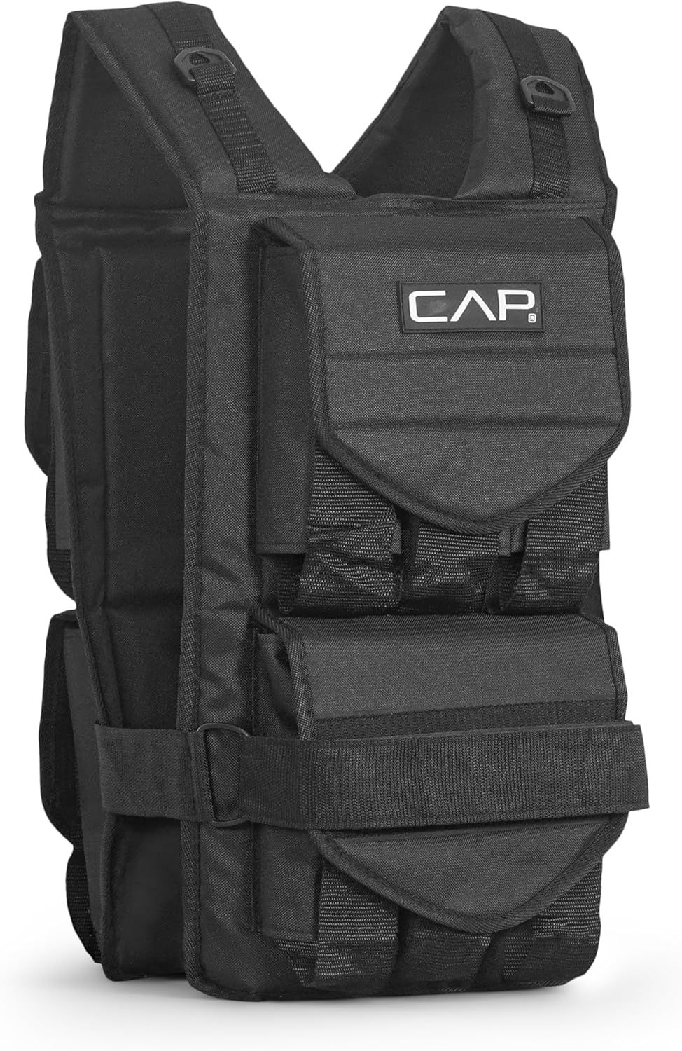Displays the weighted training vest clearly on a white background to show its design, construction, and CAP branding, helping shoppers understand what they will receive.