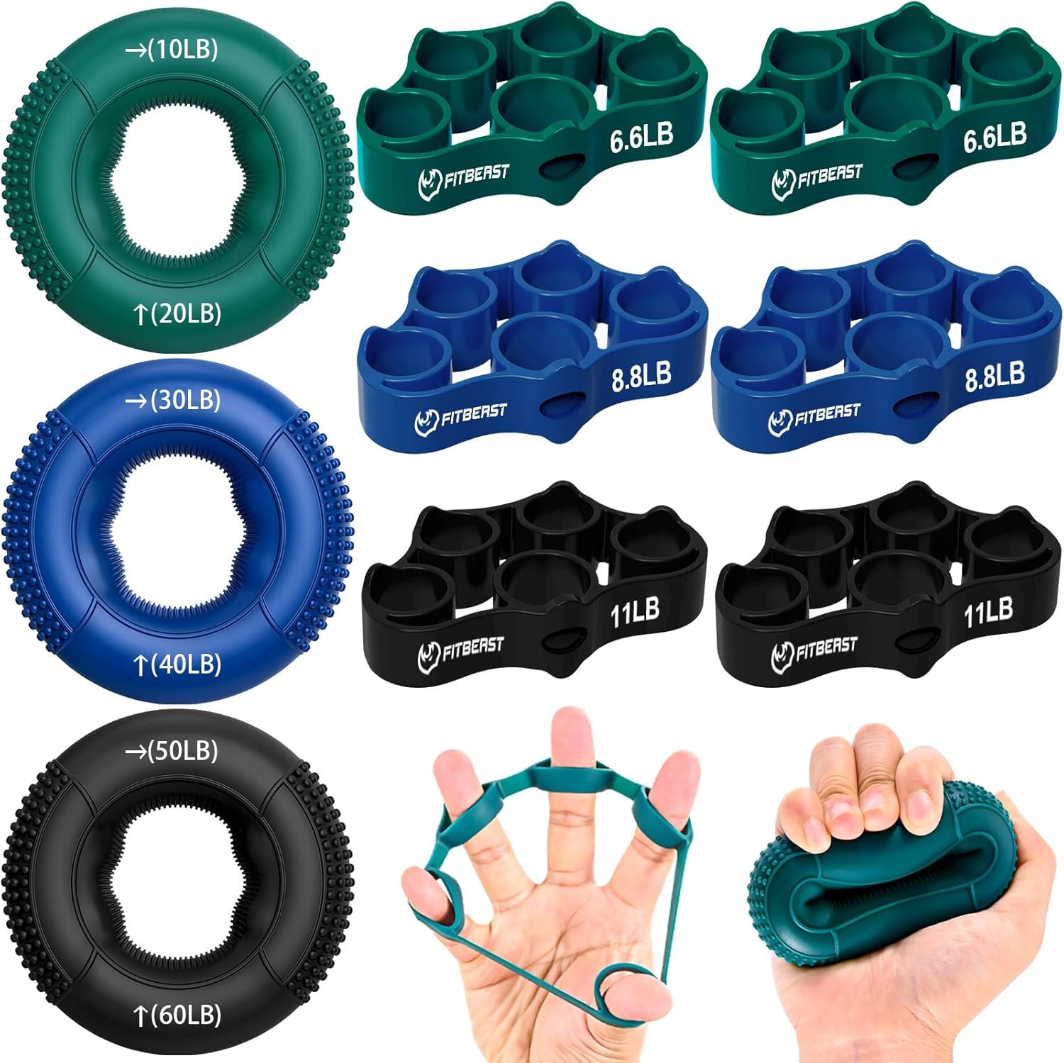 Shows the full range of selectable resistance levels and product types available, allowing shoppers to choose the right difficulty level for their hand and grip strength training needs. Demonstrates…