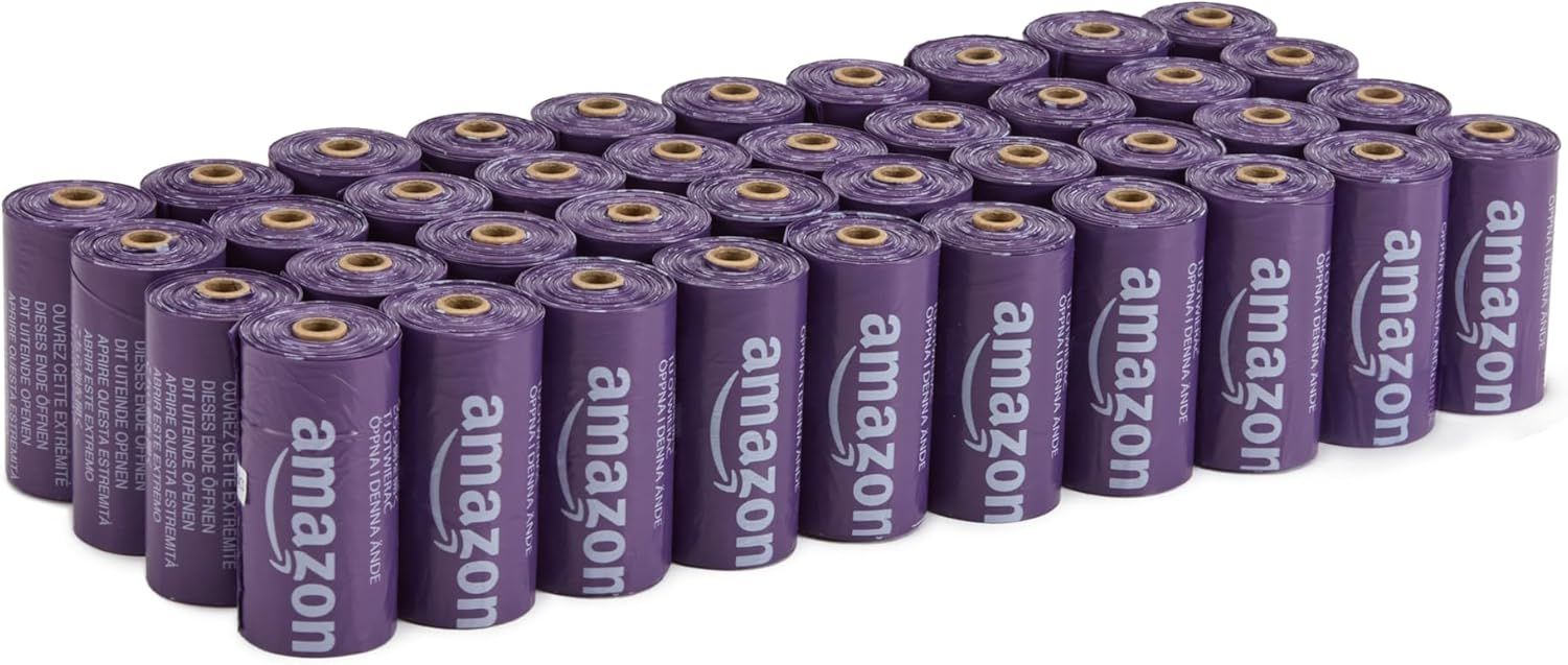 Shows the large quantity of dog waste bag rolls included in the purchase, communicating value and long-lasting supply to reassure buyers they won't run out quickly.