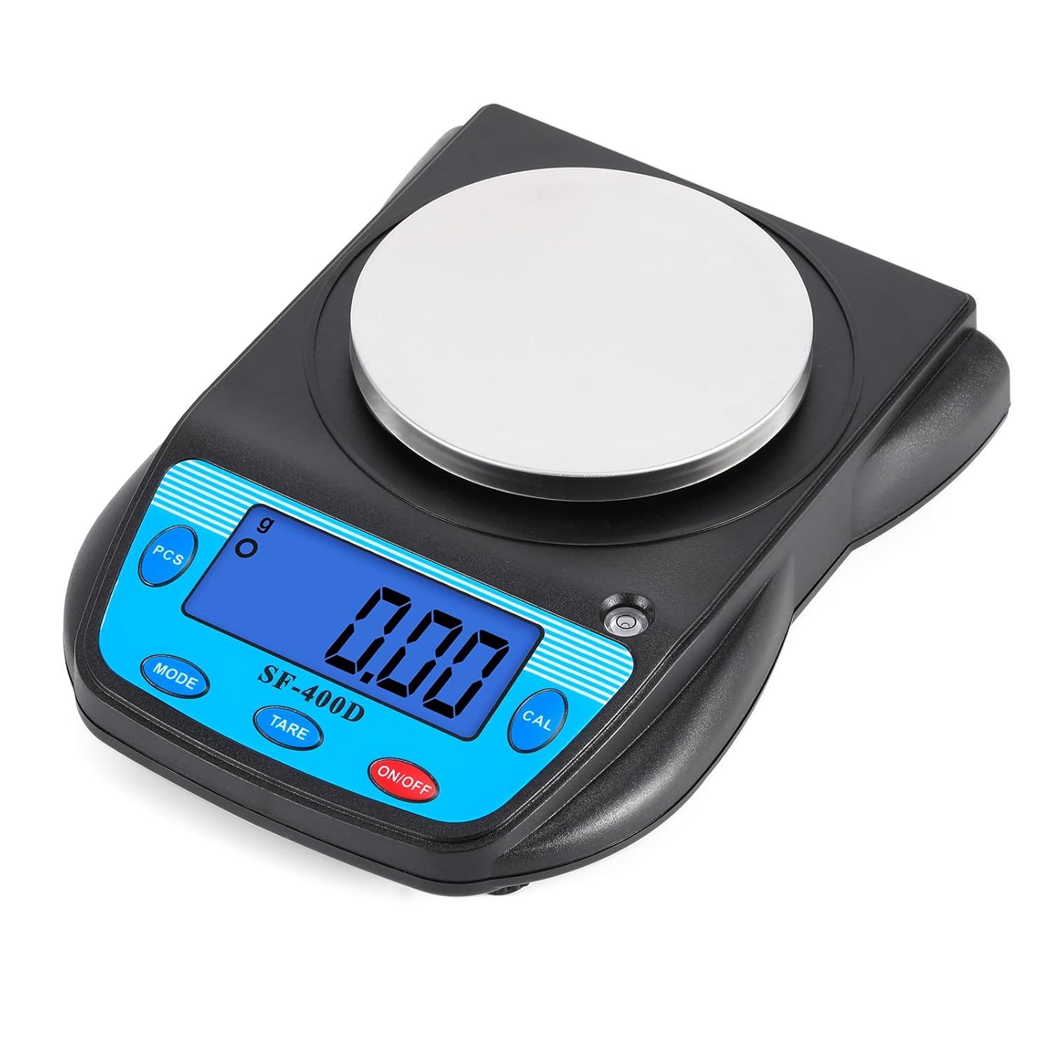 Displays the core product clearly on a white background to show shoppers exactly what they will receive, emphasizing the digital display, weighing platform, and control buttons.
