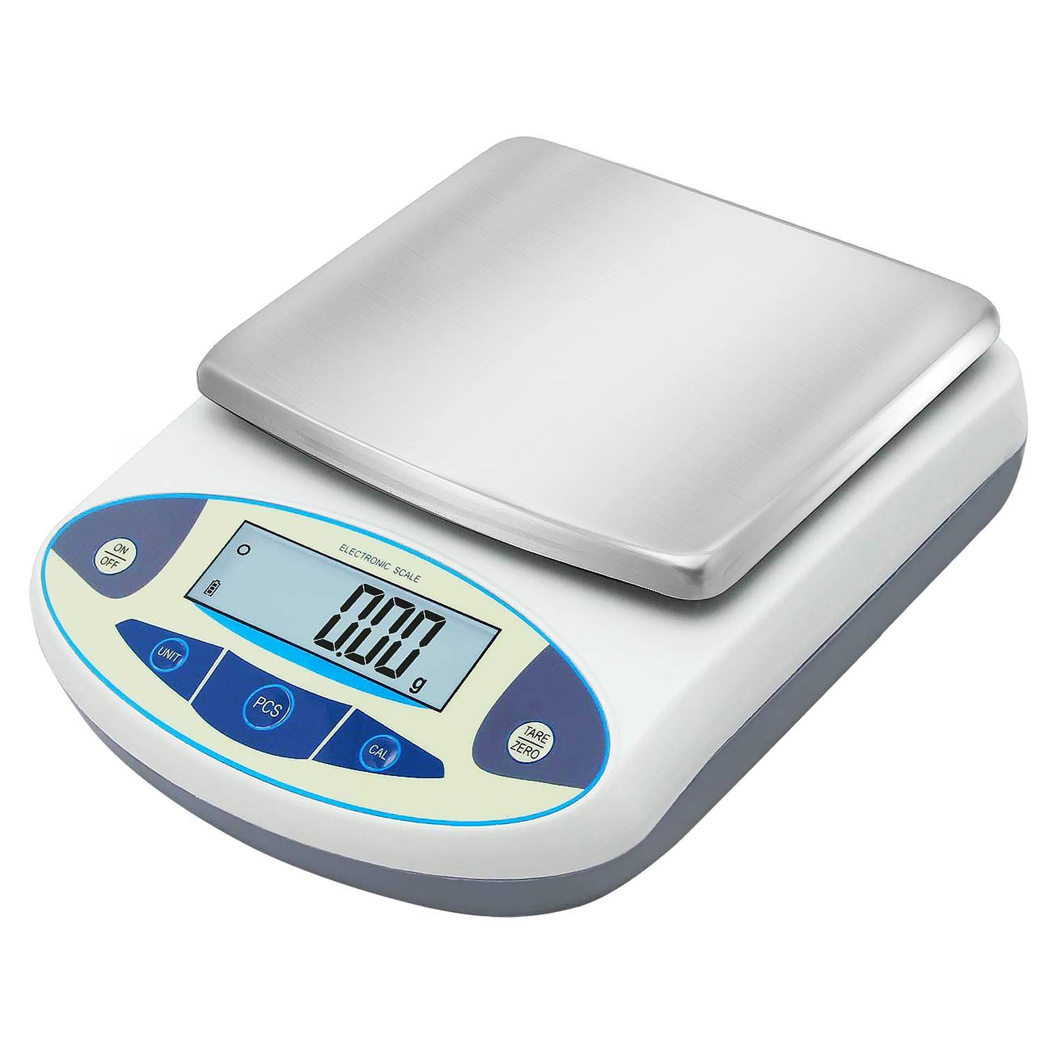 Shows the core electronic scale product with its digital display and weighing platform, allowing shoppers to see the design, interface, and professional appearance of the scale.