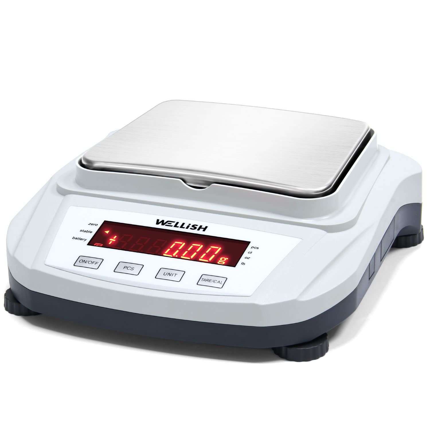 Displays the core product clearly on a white background to show the digital scale with its stainless steel weighing platform, LED display, and control buttons, allowing shoppers to understand the…