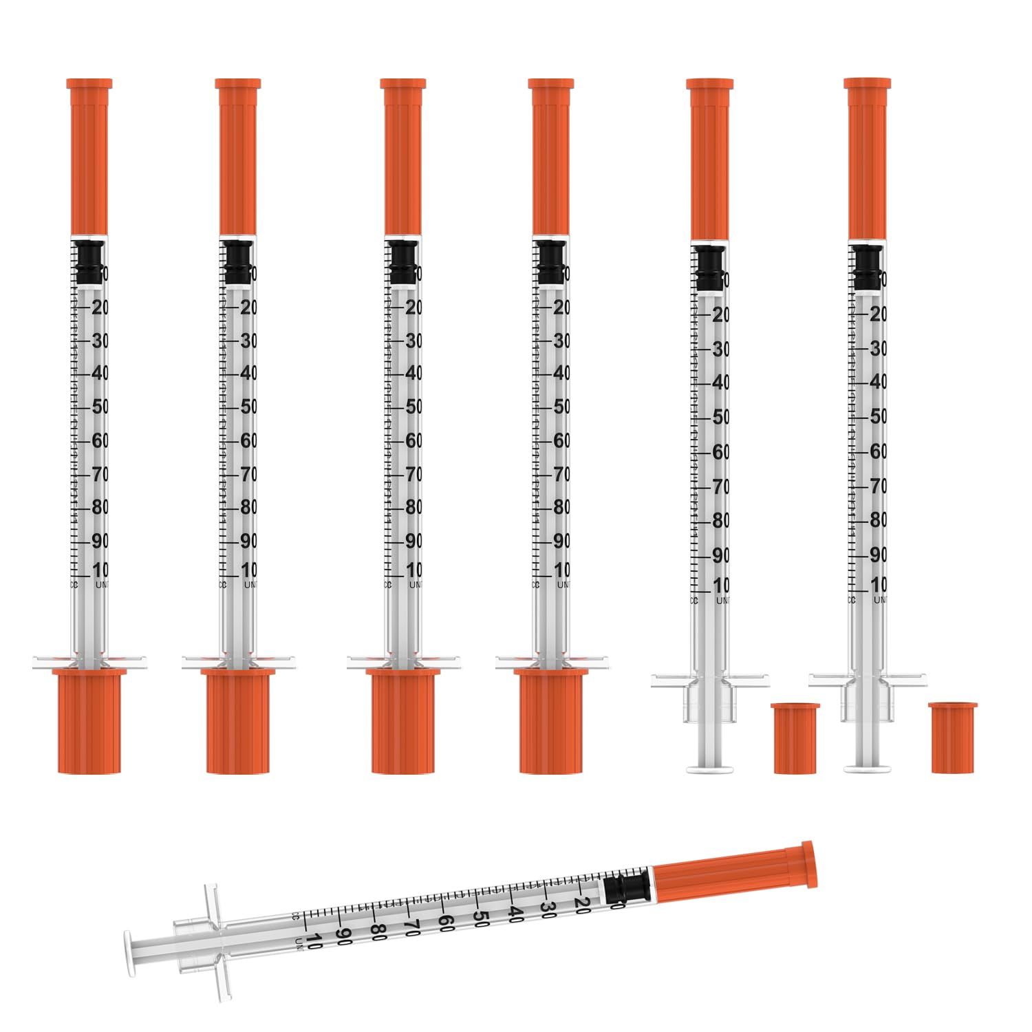 Shows the product from multiple angles and configurations to help shoppers understand the syringe's design, assembly, and how it looks from different perspectives.