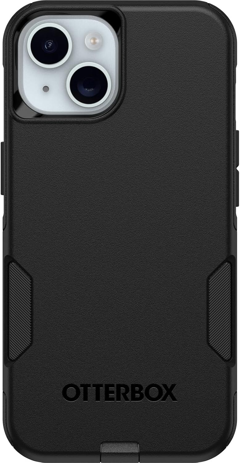 Displays the core product, an OtterBox phone case, showing its textured black finish, camera cutout design, and protective construction to help shoppers understand what they are purchasing.