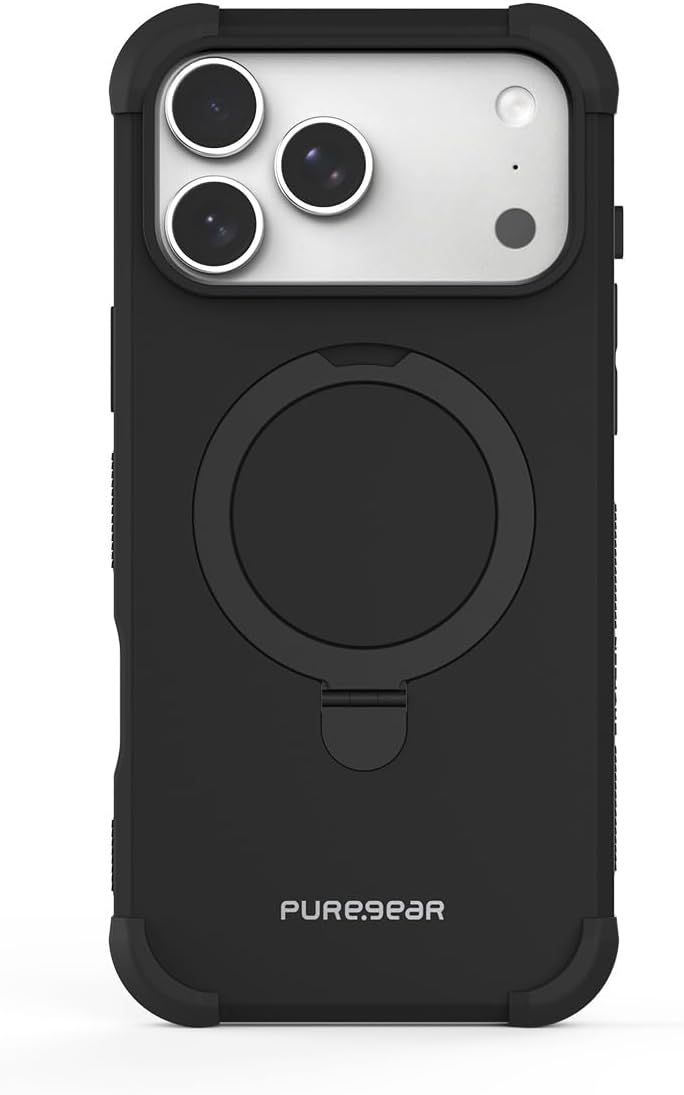 Displays the core product, a rugged phone case with camera cutouts and a built-in kickstand, showing shoppers exactly what they will receive.