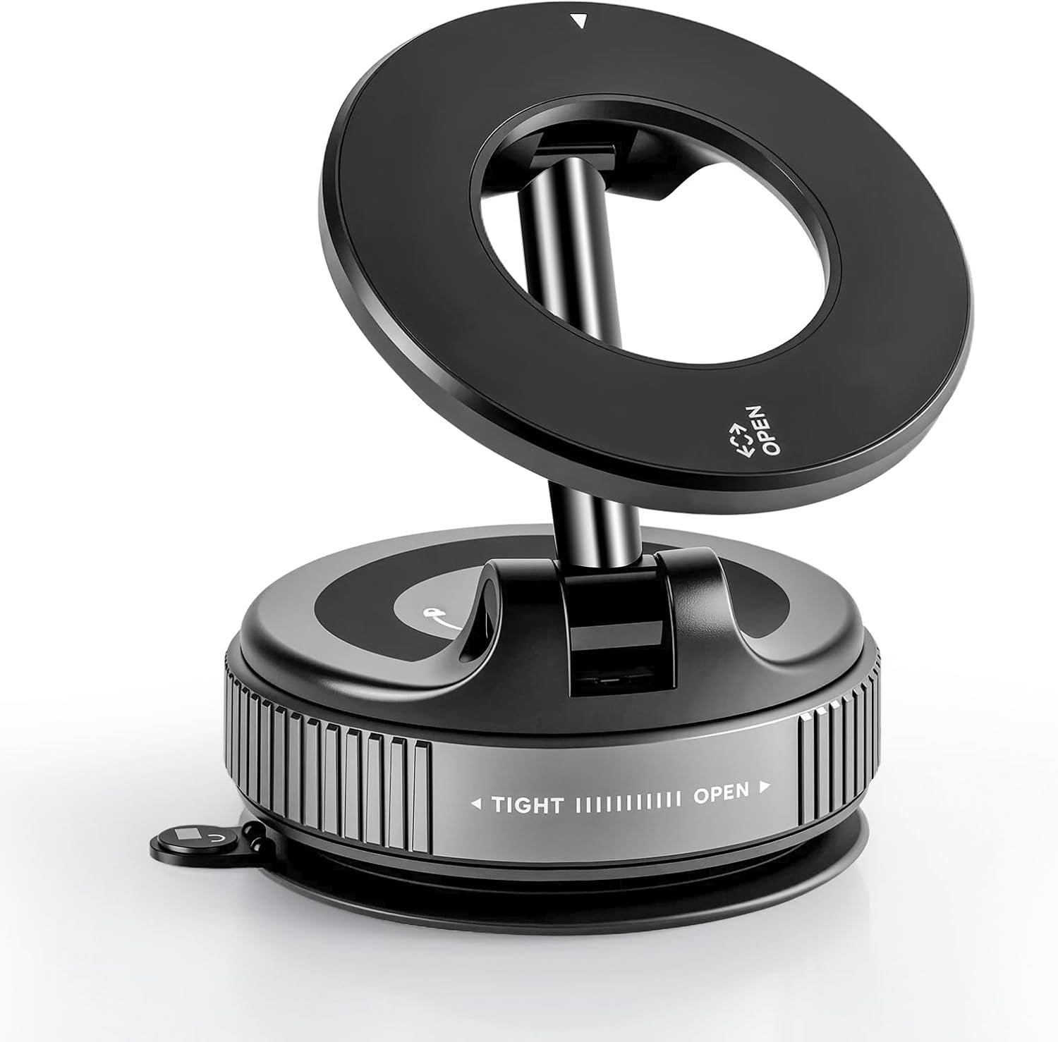 Shows the core product, a magnetic phone mount with adjustable positioning and rotating capability, to communicate its design and functionality to shoppers. Demonstrates the product's key functional…