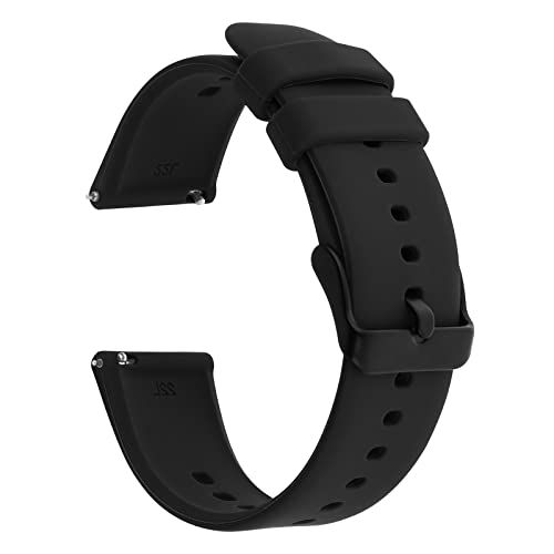 Displays the core product, a black silicone watch band with buckle and adjustment holes, in a clean catalog style to show shoppers exactly what they will receive.