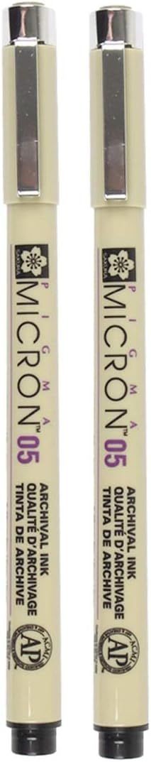 Shows two identical archival ink pens side-by-side to clearly display the product design, branding, and labeling for catalog purposes. Uses subtle drop shadows beneath the pens to create visual…