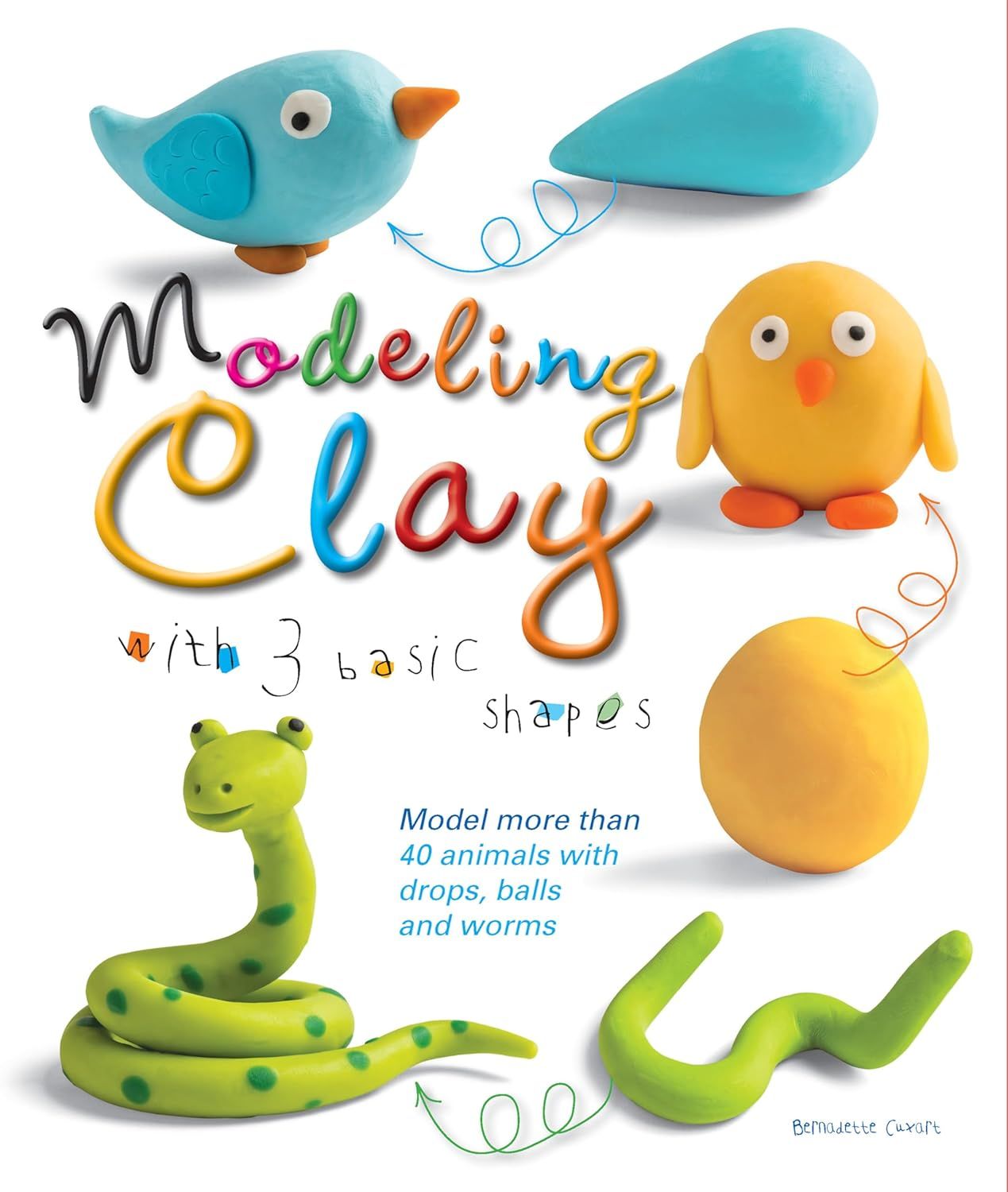 Shows the core product—a modeling clay kit—by displaying finished examples of animals that can be created with the included clay shapes, communicating the creative possibilities and ease of use to…