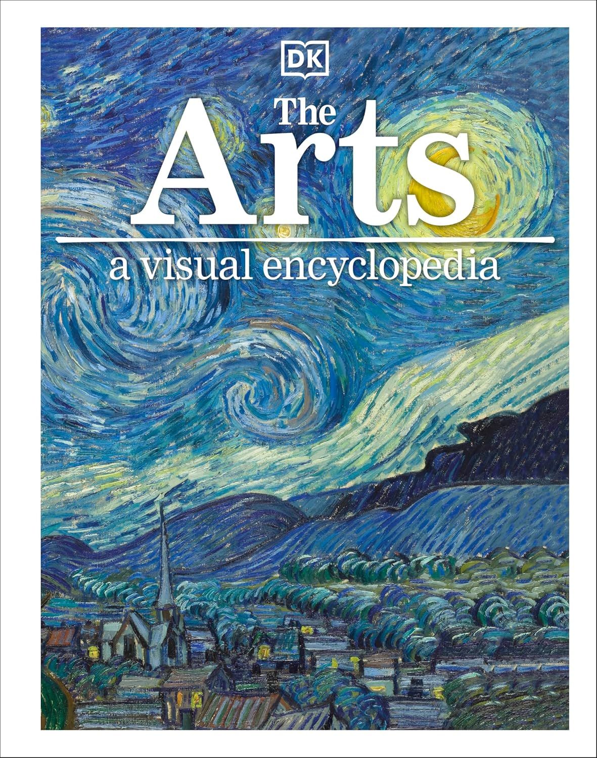 Shows the core product, a DK visual encyclopedia about the arts, with its full cover design prominently displayed to communicate the book's subject matter and publisher brand.
