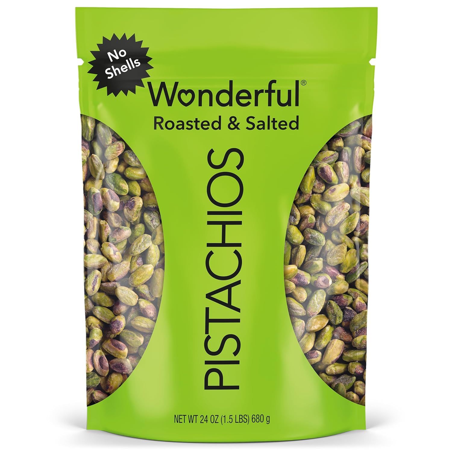 Displays the core product—roasted and salted pistachios—in a clear, catalog-style presentation with transparent windows showing the actual product inside the package, reassuring shoppers of quality…