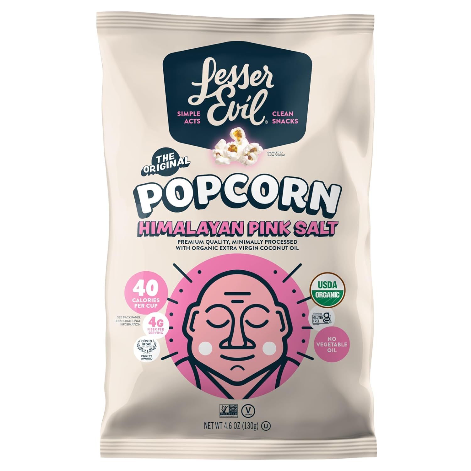 Shows the actual retail package the shopper will receive, displaying brand name, flavor, and key product attributes like organic certification and calorie count to help inform purchase decisions.…