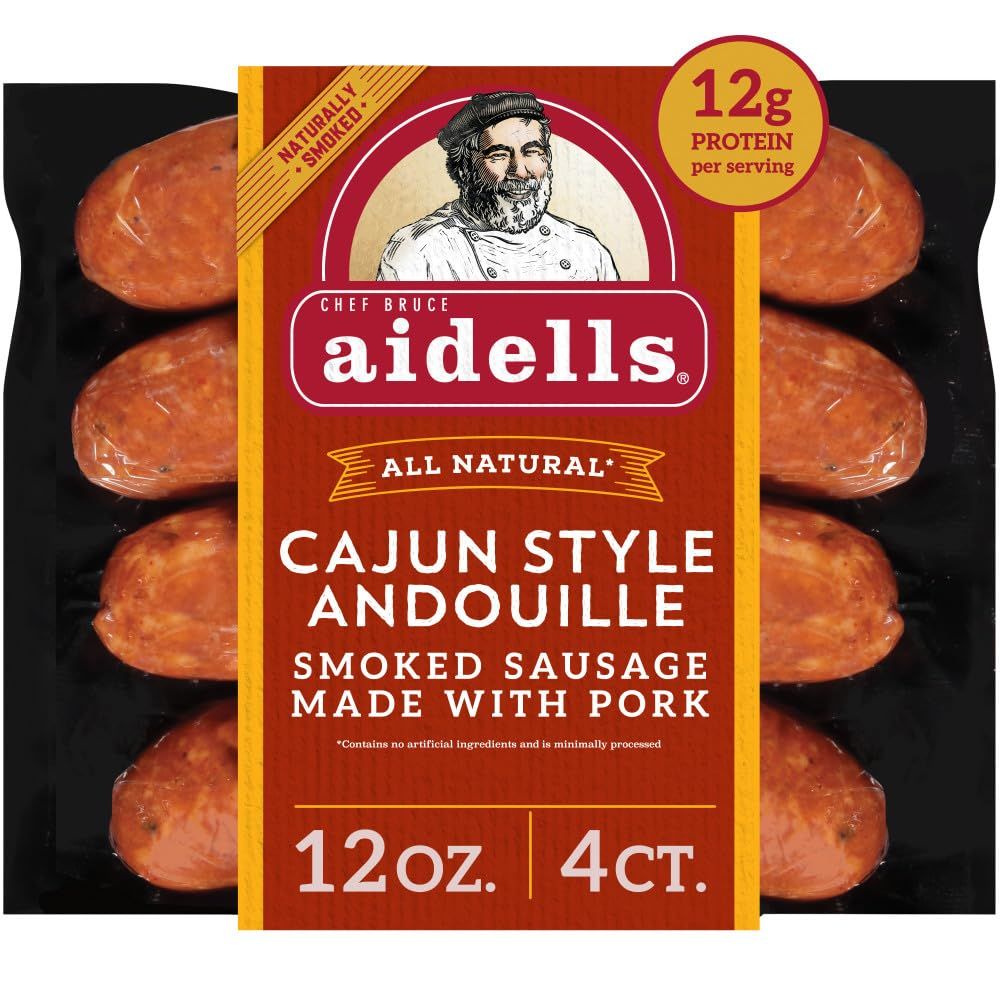 Displays the core product (smoked sausage) clearly visible through the packaging to show shoppers exactly what they are purchasing, emphasizing the quality and appearance of the sausage links. Shows…