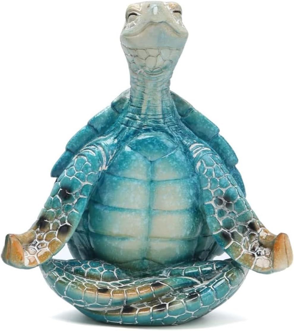 Displays the core product, a decorative turtle figurine in a yoga meditation pose, clearly showing its design, color, and craftsmanship to help shoppers understand what they are purchasing.
