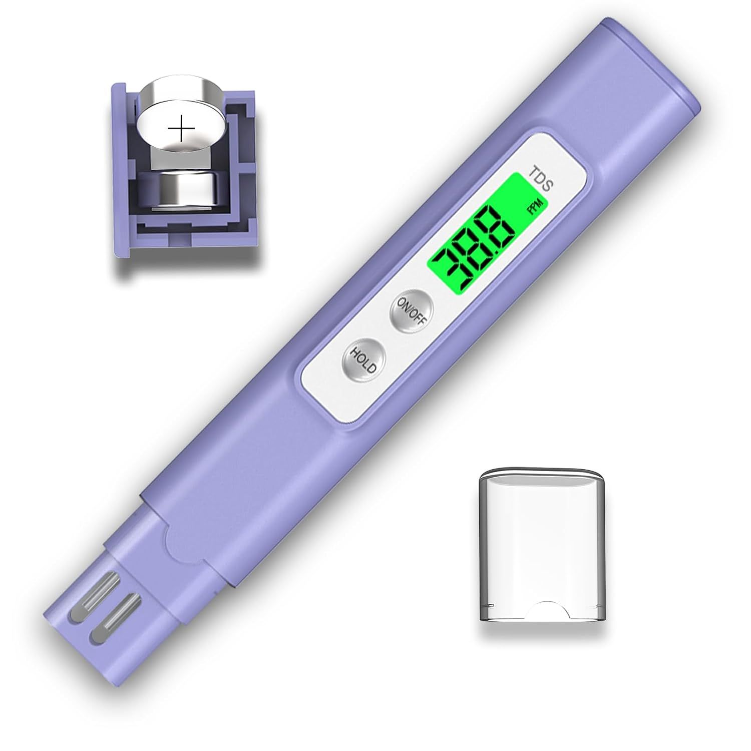 Shows the core product clearly with its key features visible including the digital display reading and control buttons to communicate what the buyer will receive. Displays the included accessories…