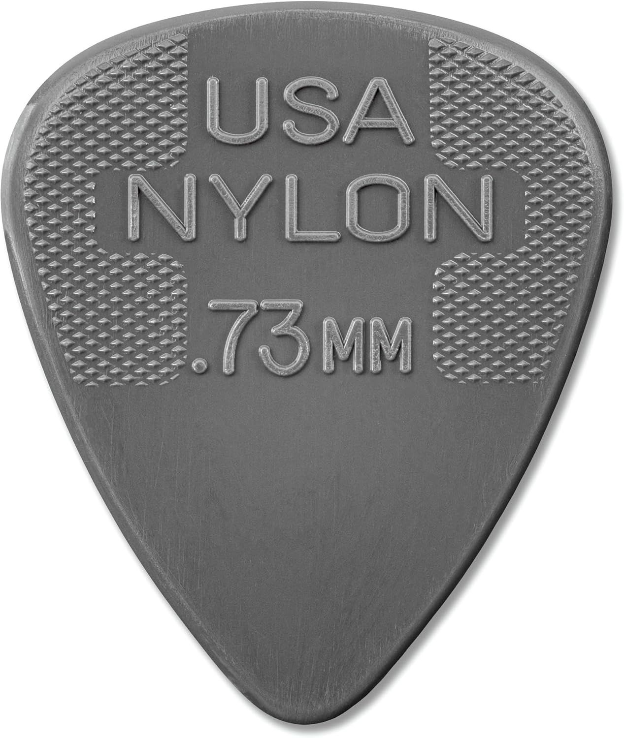 Displays the core product—a guitar pick—with clear material specification and thickness measurement to communicate quality and precise specifications to musicians.