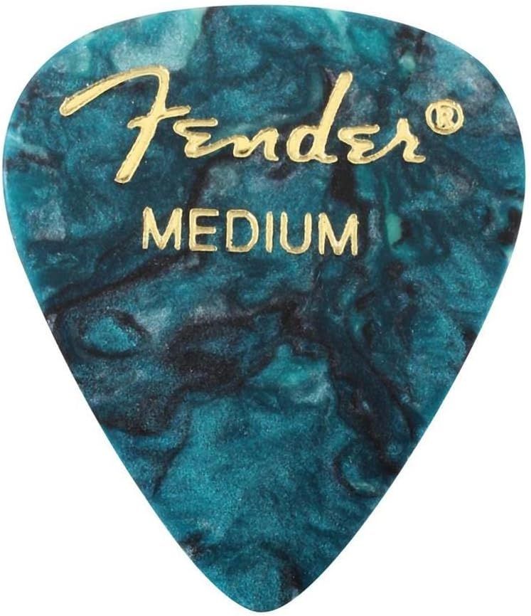 Displays the core product clearly with brand identity and gauge specification to help shoppers identify the exact Fender guitar pick they need.