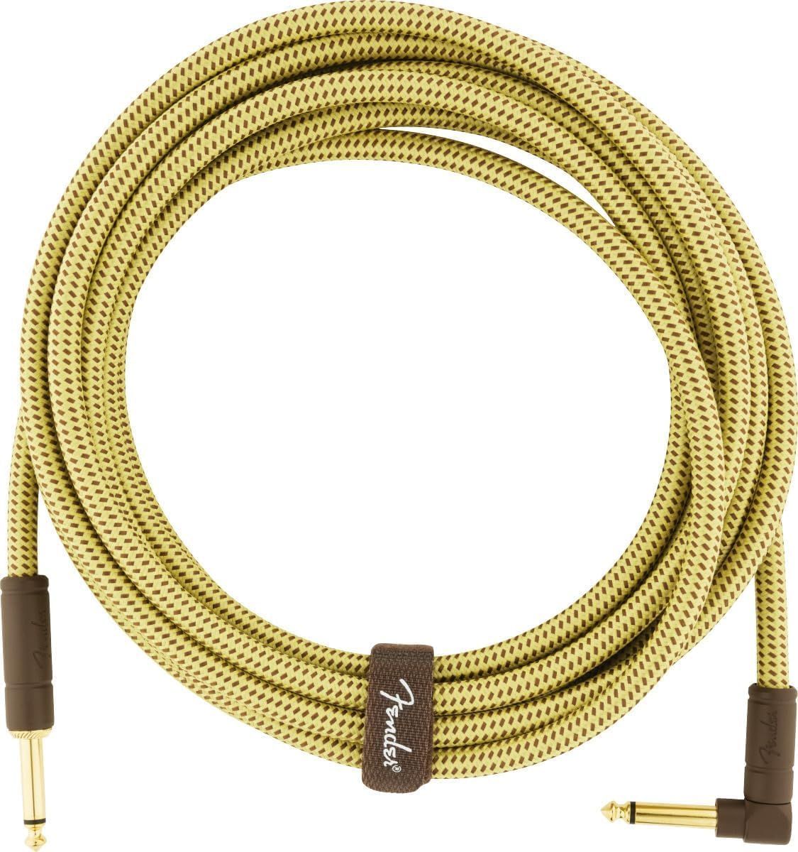 Shows the core product, a braided instrument cable with gold-plated connectors, clearly displayed on a white background to communicate its professional quality and construction.